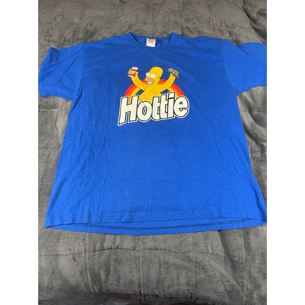 The Simpsons Homer Hottie Blue‎ Graphic T-Shirt XL Fruit of the Loom Heavy